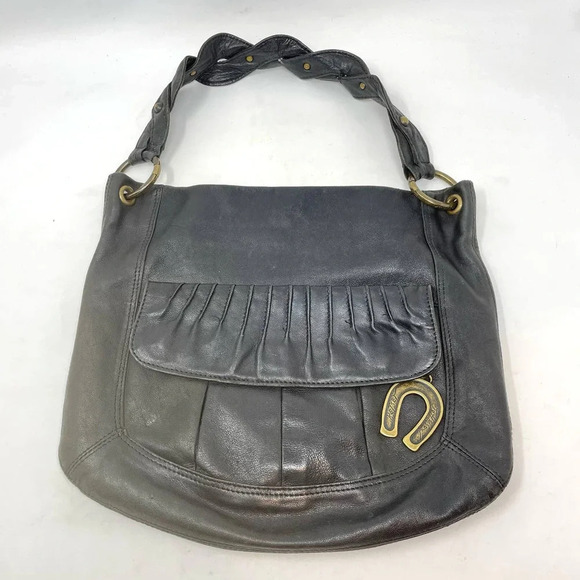 Betsey Johnson Handbags - Betsy Johnson Vintage Black Vegan Leather‎ Western Horseshoe Shoulder Bag